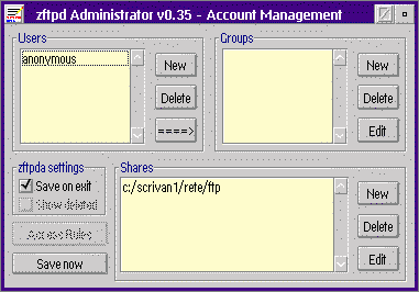 screenshot dell'account management