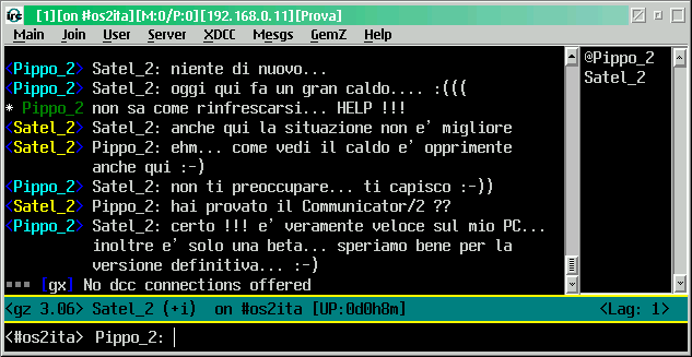 Una sessione "chat" con OpenChat/2